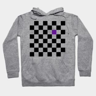 Checkered Black and White with One Purple Square Hoodie